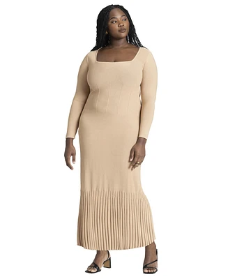 Eloquii Plus Long Sleeve Sweater Dress With Pleat Hem