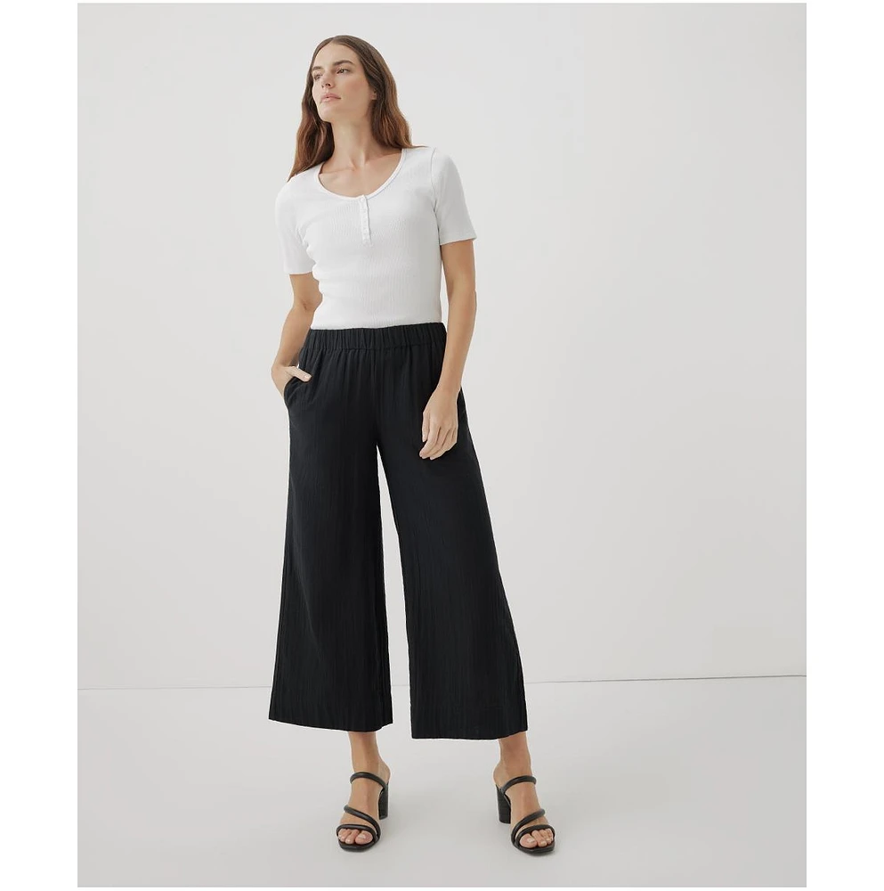 Pact Plus Cotton Coastal Double Gauze Wide Leg Pant