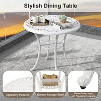 5 Pcs Patio Table Chair Set Outdoor Cast Aluminum Patio Set with Umbrella Hole