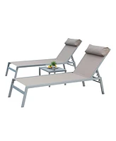 Simplie Fun 3-Piece Outdoor Aluminum Chaise Lounge Set