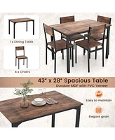Costway 5 Piece Dining Table Set Industrial Style Kitchen Table & Chairs for 4