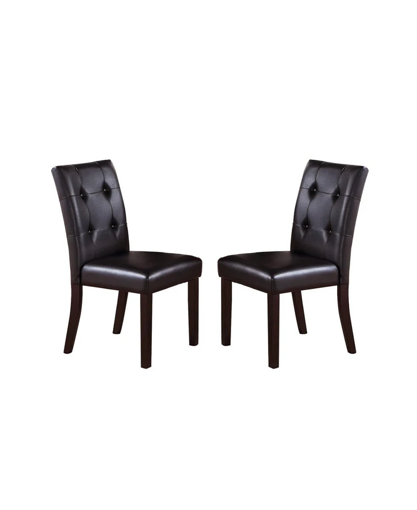 Simplie Fun Leroux Upholstered Dining Chairs With Button Tufted, Dark Brown(Set Of 2)