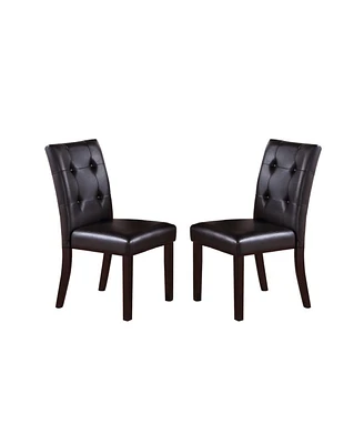 Simplie Fun Leroux Upholstered Dining Chairs With Button Tufted, Dark Brown(Set Of 2)