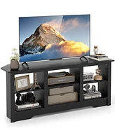 Costway 58" Tv Stand with 6 Open Storage Shelves Shelf for 18 inch Fireplace(not included)