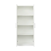 High Wardrobe And Kitchen Cabinet With 2 Doors And 3 Partitions To Separate 4 Storage Spaces, White