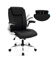 Costway Pu Leather Office Chair Height Adjustable Executive with Headrest