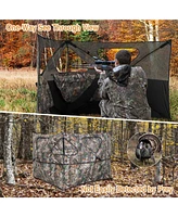 Costway Turkey Hunting Ground Blind 2-Panel Pop Up Fence with 3 Shoot Through Ports