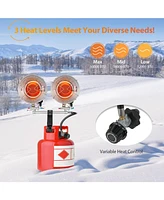 Costway 30,000 Btu Dual Head Tank Top Outdoor Heater with Adjustable Heat Settings