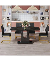 Simplie Fun Luxurious black marble table and 4 chairs