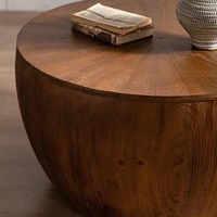31.50"Vintage Style Bucket Shaped Coffee Table For Office, Dining Room And Living Room, Brown