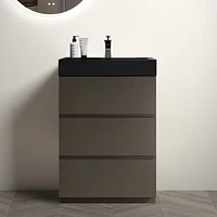 Gray Bathroom Vanity with Sink and Large Storage, Modern Style