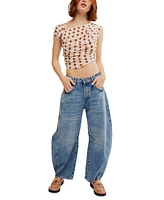 Free People Women's Luna Polka-Dot Crop Top