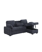 Streamdale Furniture Dark Gray Chenille Sleeper Sectional with Storage Chaise & Features