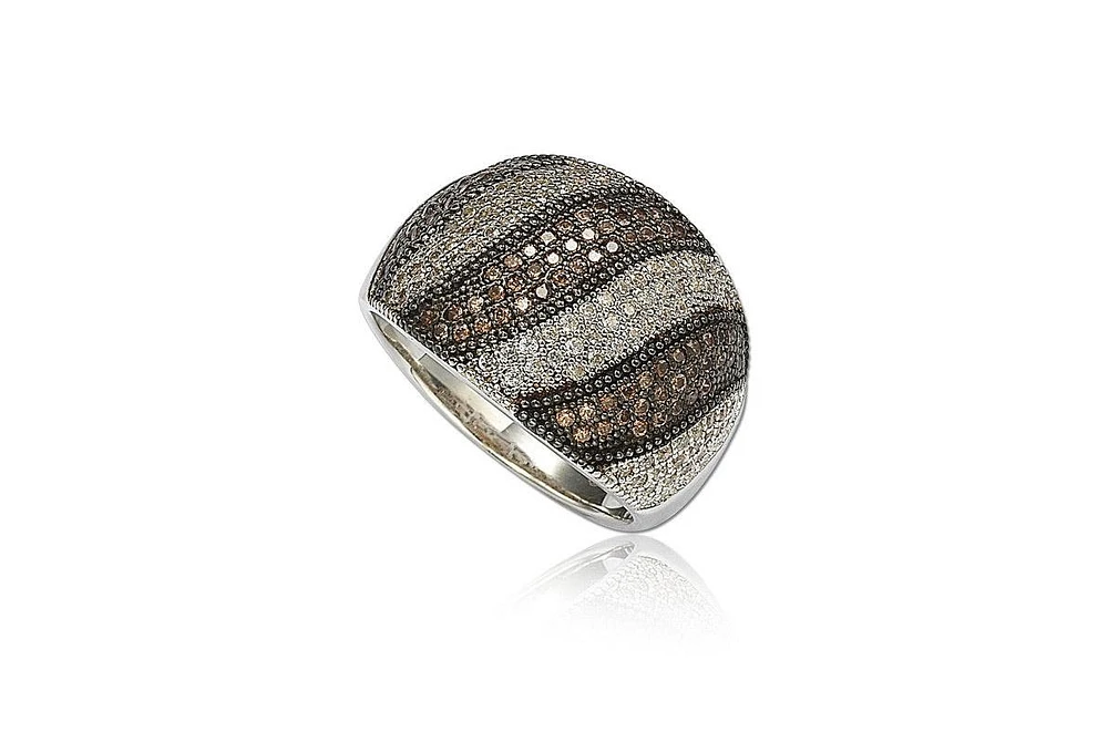 Suzy Levian New York Sterling Silver Cubic Zirconia Pave Wide Band Ring