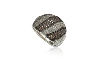 Suzy Levian Sterling Silver Cubic Zirconia Pave Wide Band Ring