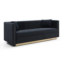 Modern Black Velvet Sofa & Loveseat Set