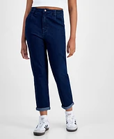 Tinseltown Juniors' Cuffed High-Rise Trouser Jeans