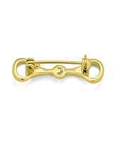 Bling Jewelry Equine Cowgirl Equestrian Gift Double Bit Horse Snaffle Bit Brooch Pin For Women Yellow Gold Plated Sterling Silver