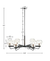 Devon 6-Light Chandelier With Bowl Shaped Glass Shades