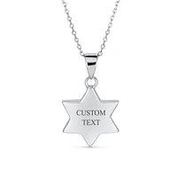 Bling Jewelry Hanukkah Magen Judaic Blue Created Synthetic Opal Inlay Star Of David Pendant Necklace For Bat Mitzvah For Women Sterling Silver