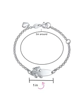 Bling Jewelry Name Plated Teddy Bear Id Identification Bracelet For Women For Silver Sterling Small Wrists 5-6 Inch