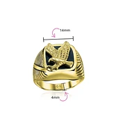 Bling Jewelry Men's Large Statement Square Black Patriotic Usa American Bald Eagle Signet Ring Stainless Steel