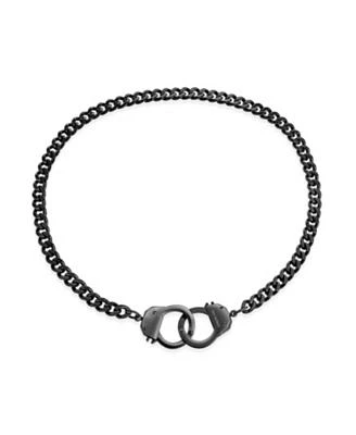 Bling Jewelry Biker Jewelry Large Statement Chain Handcuff Necklace Black Or Stainless Steel Pendant 20 Inch