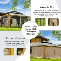Outdoor Hardtop Gazebo with Curtains & Netting