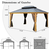Outdoor Hardtop Gazebo with Curtains & Netting