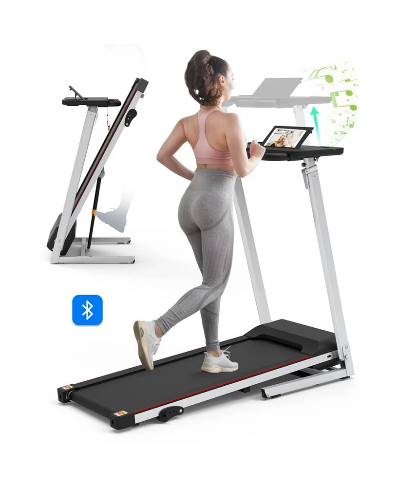 Simplie Fun Foldable Treadmill with Desk - 265 Lbs Capacity