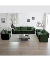 Simplie Fun 3-Piece Extra Deep Sectional Sofa Set - Green Chenille