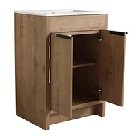 24" Freestanding Bathroom Vanity With White Ceramic Sink & 2 Soft-Close Cabinet Doors