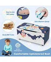 Costway Kids Upholstered Storage Ottoman Bench Versatile Toy Chest Footrest Stool