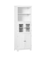 Simplie Fun 63" Freestanding White Storage Cabinet With Adjustable Shelf