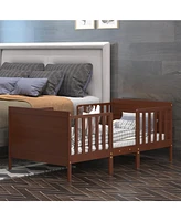 Slickblue 2-in-1 Convertible Kids Wooden Bedroom Furniture with Guardrails