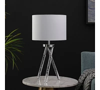 26.25" In Mid Century Birgit Led Acrylic Tapered Legs Silver Metal Table Lamp