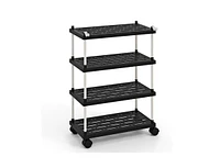 Slickblue 4-Tier Kitchen Slim Storage Cart with Lockable Wheels-Black