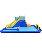 Slickblue 6-in-1 Inflatable Water Slide Jumping House without Blower