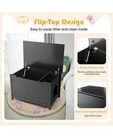 Slickblue Wooden Cat Litter Box Enclosure with Top Opening Side Table