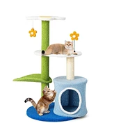 Slickblue 34.5 Inch 4-Tier Cute Cat Tree with Jingling Balls and Condo