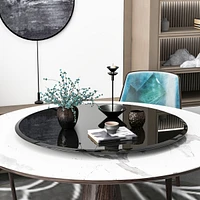 36" Inch Round Tempered Glass Table Top Black Glass 1/2" Inch Thick Beveled Polished Edge