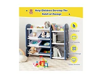 Slickblue Kids Toy Storage Organizer with Bins and Multi-Layer Shelf for Bedroom Playroom