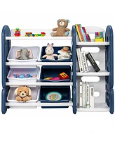 Slickblue Kids Toy Storage Organizer with Bins and Multi-Layer Shelf for Bedroom Playroom