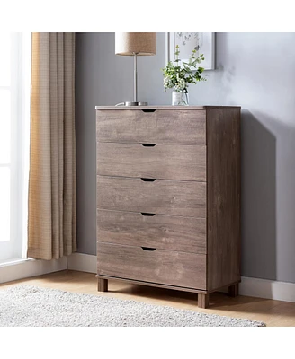 Simplie Fun 5 Drawer Chest Hazelnut