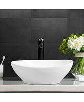 Costway Oval Bathroom Basin Ceramic Vessel Sink Bowl Vanity Porcelain w/ Pop Up Drain