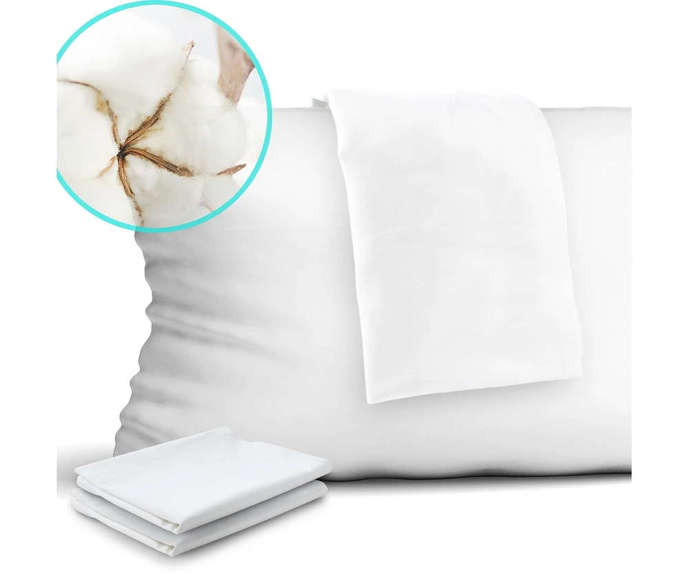 Caromio 400 Thread Count Cotton Zippered Pillow Protectors, Queen (4 Pack)