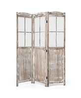 Costway 6FT Retro 3-Panel Room Divider Folding Privacy Screen Freestanding Wall Divider