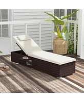 2 Pcs Patio Chaise Lounge with 6-level Backrest, Comfy Seat Cushion & Headrest