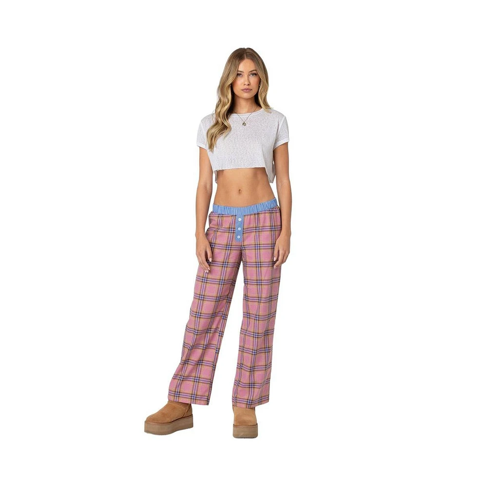 Edikted Women's Plaid & Stripe Pants