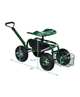 Costway Garden Cart Rolling Work Seat